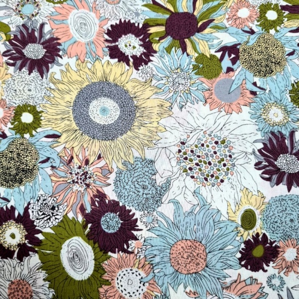 Floral Cotton Poplin - Sunflowers Design 1